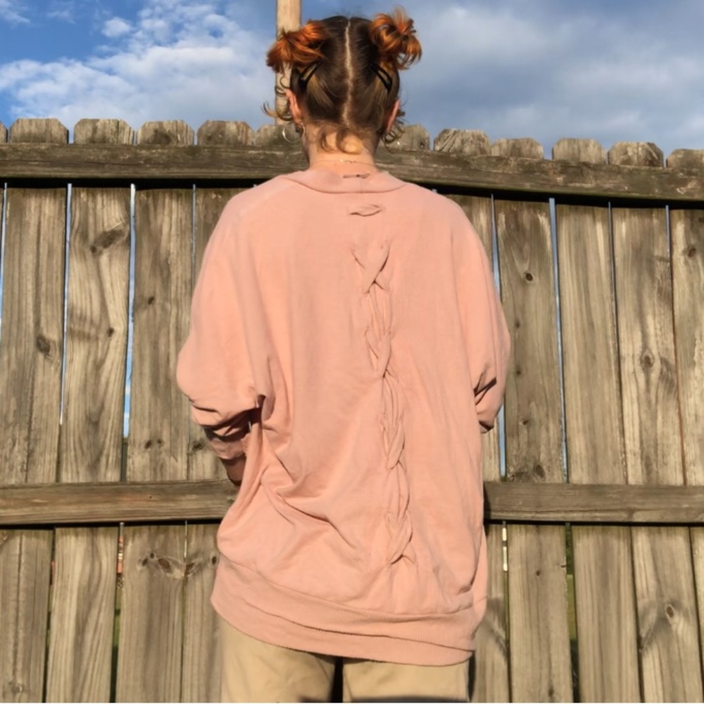 Pink Laced Up Detail Cardigan